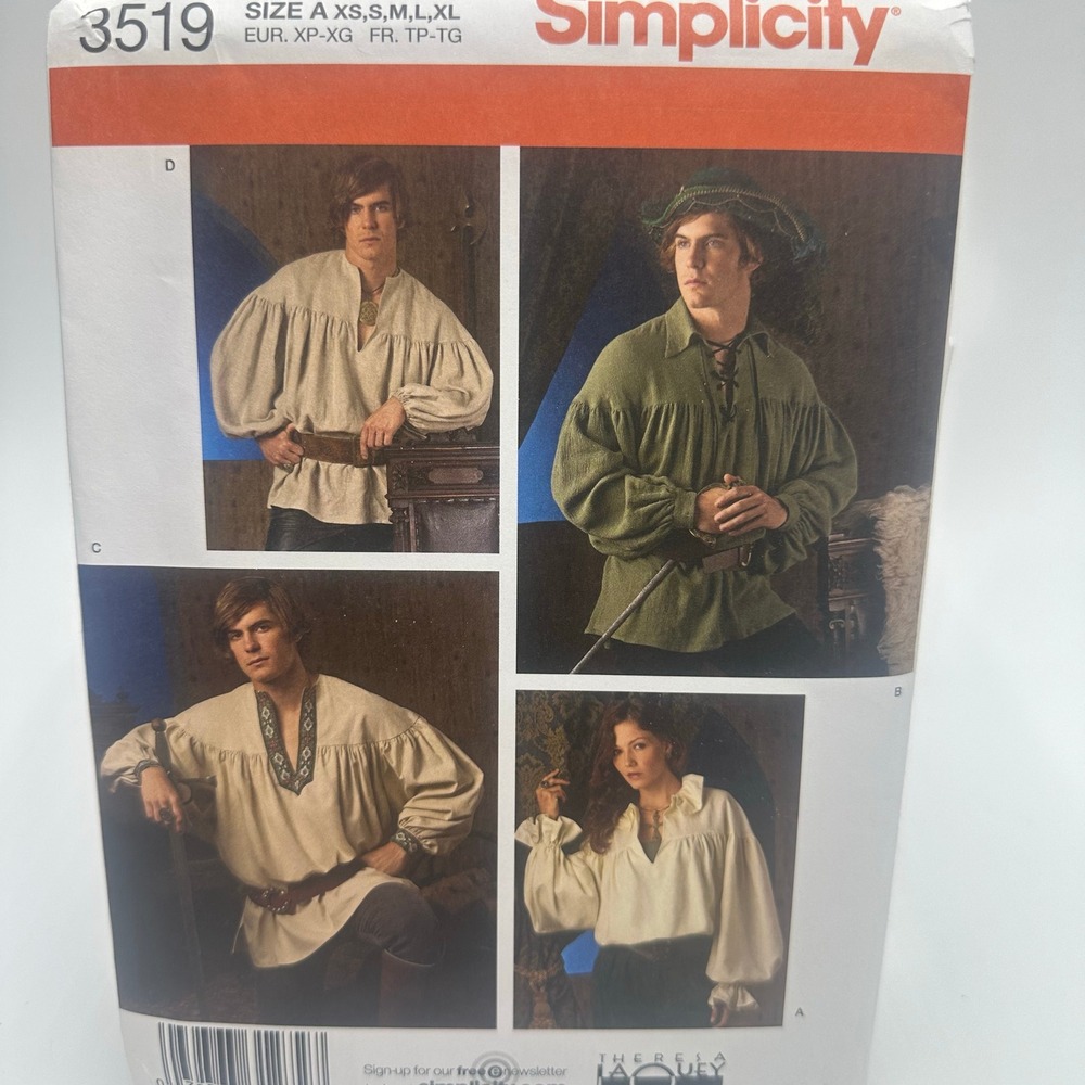 Simplicity 3519 Sewing Pattern  XS-XL Renaissance Uncut Factory Folded